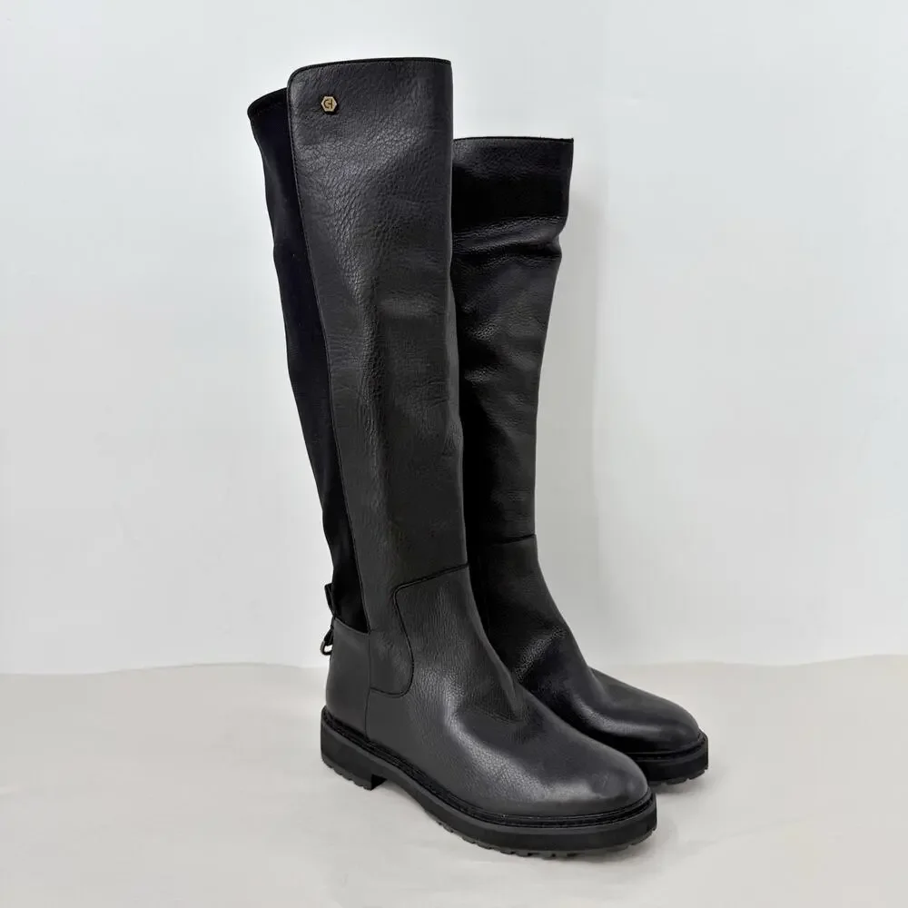 COLE HAAN Womens Greenwich Knee High Boots 6.5 M Black Leather Waterproof NWOB